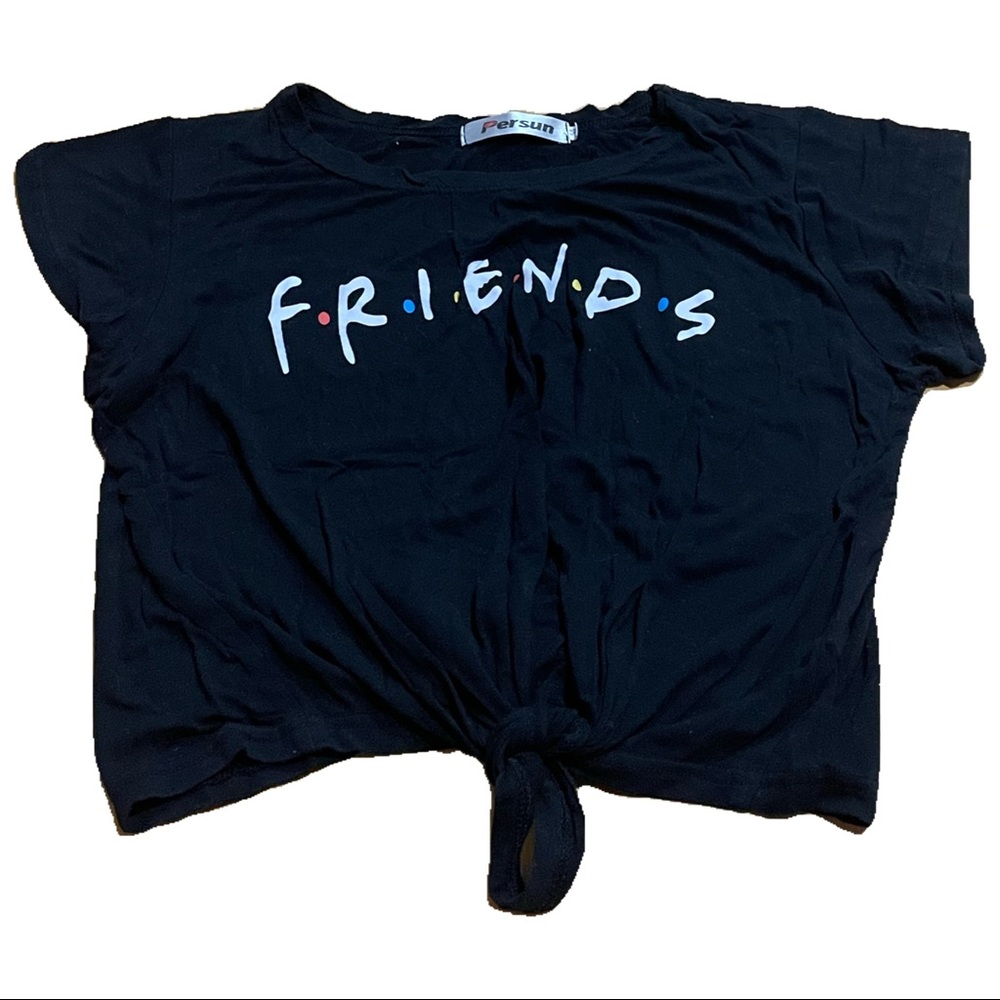 medium black friends persun crop top